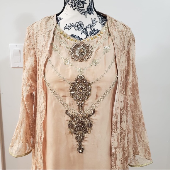 Pakistani lime light gold dress 2 piece - Picture 1 of 5